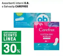 Iper La Grande Assorbenti interni O.B. o Salvaslip CAREFREE offerta