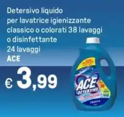 Iper La Grande Detersivo liquido per lavatrice igienizzante classico o colorati 38 lavaggi o disinfettante 24 lavaggi ACE offerta
