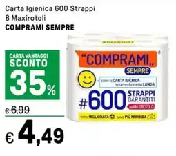 Iper La Grande Carta Igienica 600 Strappi 8 Maxirotoli COMPRAMI SEMPRE offerta