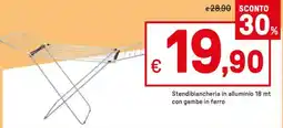 Iper La Grande Stendibiancheria in alluminio 18 mt con gambe in ferro offerta