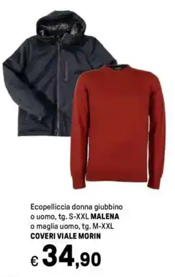 Iper La Grande Ecopelliccia donna giubbino o uomo, tg. S-XXL MALENA o maglia uomo, tg. M-XXL COVERI VIALE MORIN offerta