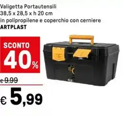 Iper La Grande Valigetta Portautensili 38,5 x 28,5 x h 20 cm in polipropilene e coperchio con cerniere ARTPLAST offerta