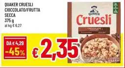 A&O Quaker cruesli cioccolato/frutta secca offerta