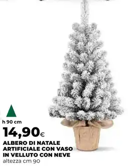 Ipercoop Albero di natale artificiale con vaso in velluto con neve offerta