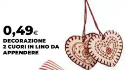 Ipercoop Decorazione 2 cuori in lino da appendere offerta