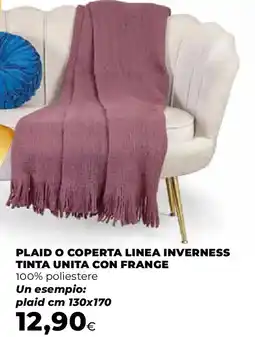 Ipercoop Plaid o coperta linea inverness tinta unita con frange offerta