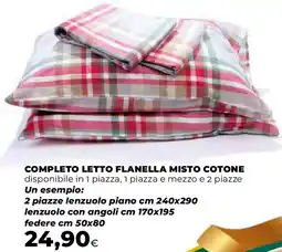 Ipercoop Completo letto flanella misto cotone offerta