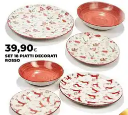 Ipercoop Set 18 piatti decorati rosso offerta