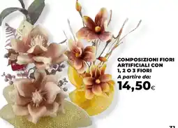 Ipercoop Composizioni fiori artificiali con 1, 2 o 3 fiori offerta
