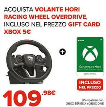 Gamestop Racing wheel overdrive nero, argento sterzo + pedali xbox series s, xbox series x offerta