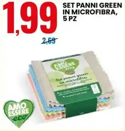 Eurospin Set panni green in microfibra, 5 pz AMO ESSERE offerta
