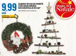 Eurospin Albero 70 cm da parete con led/corona decorativa ø 35 cm offerta