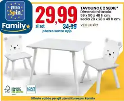 Eurospin Tavolino e 2 sedie offerta