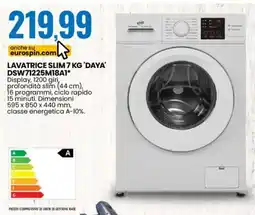 Eurospin LAVATRICE SLIM 7 KG 'DAYA' DSW71225M18A1 offerta
