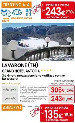 Eurospin LAVARONE (TN) GRAND HOTEL ASTORIA 3 o 4 notti offerta