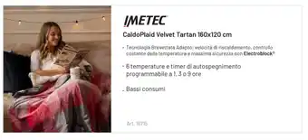 IMETEC CaldoPlaid Velvet Tartan 160x120 cm