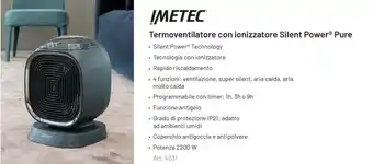 IMETEC Termoventilatore con ionizzatore Silent Power Pure