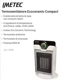 Euronics IMETEC Termoventilatore Ecoceramic Compact offerta