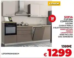 Conforama Sofia cucina completa colore cuoio e perla 3 elettrodomestici offerta