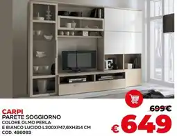 Conforama Carpi parete soggiorno colore olmo perla e bianco lucido offerta
