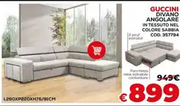 Conforama Guccini divano angolare in tessuto nel colore sabbia offerta