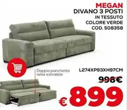 Conforama Megan divano 3 posti offerta