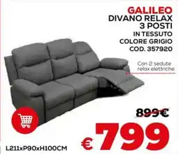 Conforama Galileo divano relax 3 posti offerta