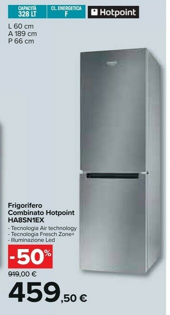 Carrefour Ha8 sn1e x frigorifero con congelatore libera installazione 328 l f argento offerta