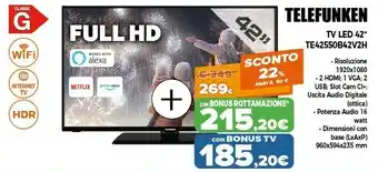 Expert Telefunken tv led 42'' te42550b42v2h offerta