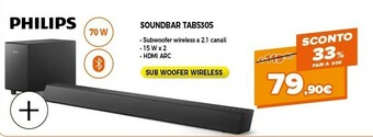 Expert Tab5305/12 altoparlante soundbar nero 2.1 canali 70 w offerta