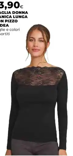 Ipercoop Maglia donna manica lunga con pizzo jadea offerta