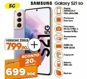 Expert Galaxy s21 5g 128 gb display 6.2" dynamic amoled 2x phantom violet offerta