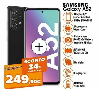 Expert Galaxy a52 5g sm-a526b 16,5 cm (6.5") android 11 usb tipo-c 6 gb 128 gb 4500 mah nero offerta