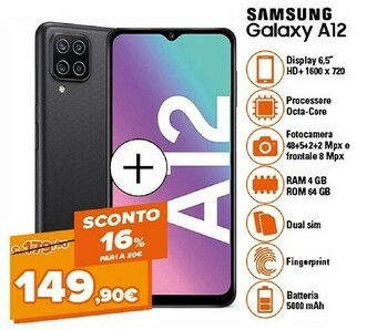 Expert Galaxy a12 16,5 cm (6.5") doppia sim 4g usb tipo-c 4 gb 64 gb 5000 mah nero offerta