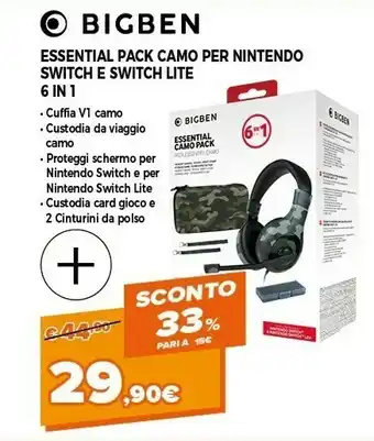 Expert Bigben essential pack camo per nintendo switch e switch lite 6 in 1 offerta