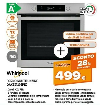 Expert Oakz9 1395 p ix forno forno elettrico 73 l acciaio inossidabile a+ offerta