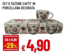 A&O Set 6 tazzine caffe' in porcellana decorata offerta