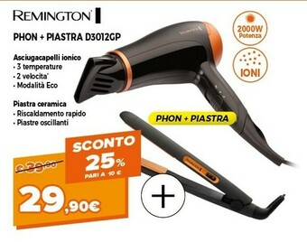 Expert Remington phon + piastra d3012gp offerta