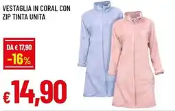 A&O Vestaglia in coral con zip tinta unita offerta