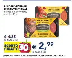 Esselunga BURGER VEGETALE UNCONVENTIONAL offerta