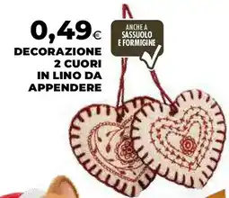 Extracoop DECORAZIONE 2 CUORI IN LINO DA APPENDERE offerta