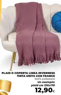Extracoop Plaid o coperta linea inverness tinta unita con frange offerta