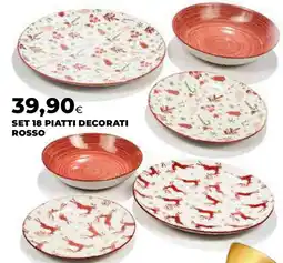 Extracoop Set 18 piatti decorati rosso offerta