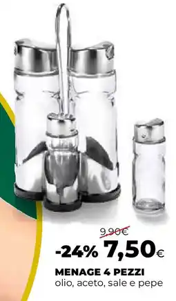 Extracoop Menage 4 pezzi olio, aceto, sale e pepe offerta