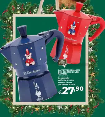 Caffettiere bialetti con decori e colori natalizi