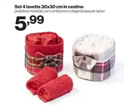 MD Discount Set 4 lavette 30x30 cm in cestino offerta