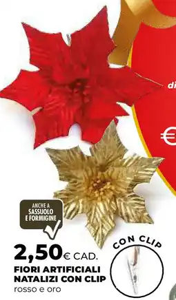 Extracoop Fiori artificiali natalizi con clip rosso e oro offerta