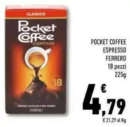 Conad Superstore Pocket coffee espresso FERRERO 18 pezzi offerta