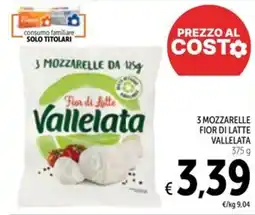 Spazio Conad 3 mozzarelle fior di latte VALLELATA offerta