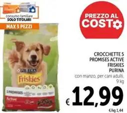 Spazio Conad Crocchette 5 promises active friskies con manzo, per cani adulti offerta